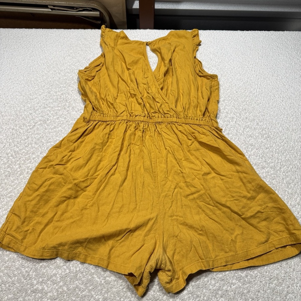 Old Navy Romper Womens Large Yellow Linen Blend Sleeveless Keyhole Pocket Summer - Picture 10 of 12